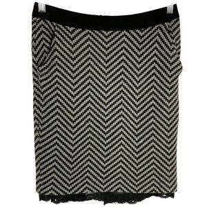 Trina Turk Bambi Chevron Knit Pencil Skirt, Size 6, Black & Gray Zig Zag, Lined